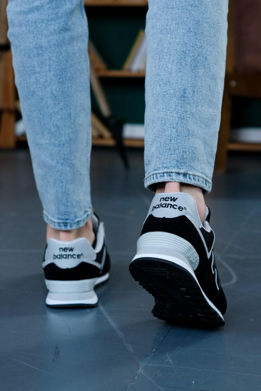 New Balance 574 Black Grey White 2 (Носок - Сетка)