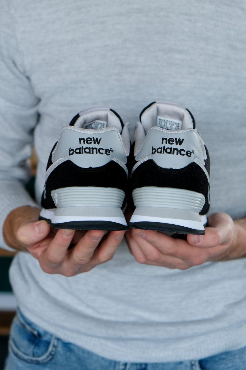 New Balance 574 Black Grey White 2 (Носок - Сетка)