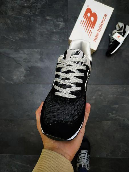 New Balance 574 Black Grey White 2 (Носок - Сетка)