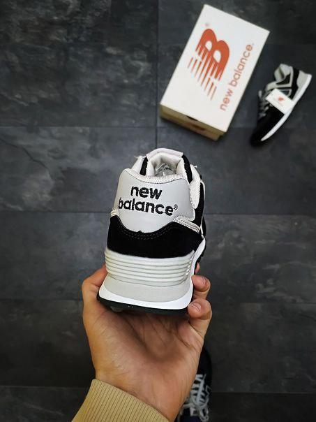 New Balance 574 Black Grey White 2 (Носок - Сетка)