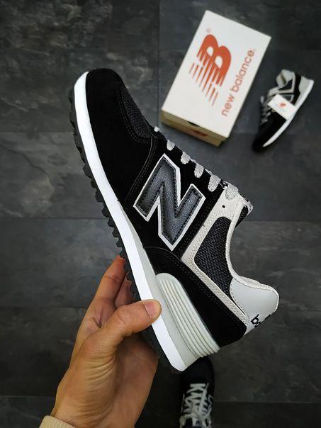 New Balance 574 Black Grey White 2 (Носок - Сетка)