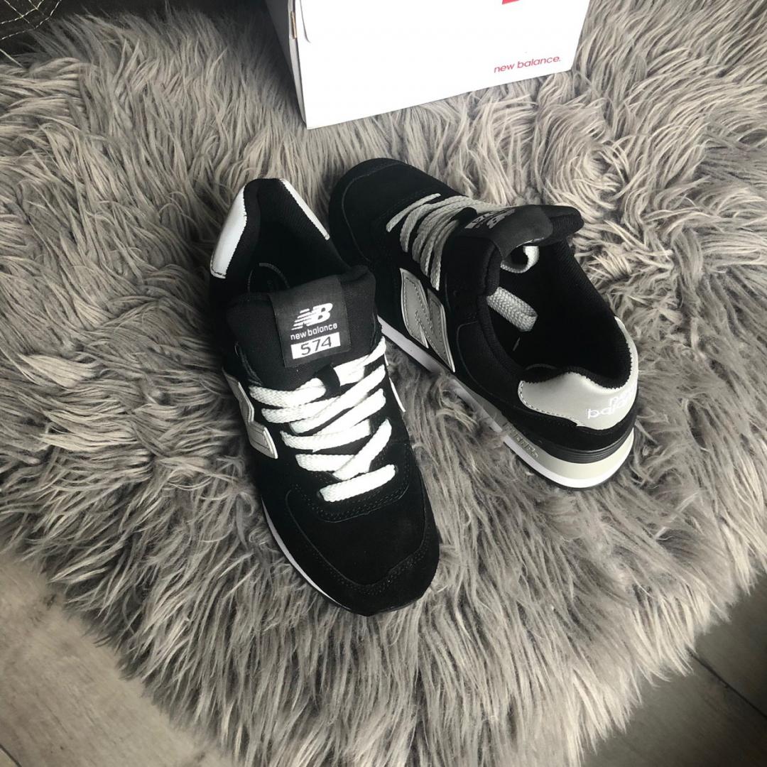 New Balance 574 Black Grey White 2 (Носок - Замш)