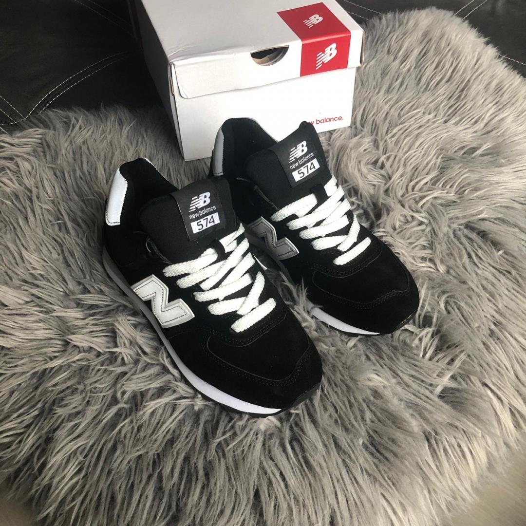 New Balance 574 Black Grey White 2 (Носок - Замш)