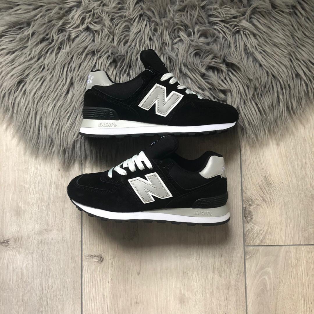 New Balance 574 Black Grey White 2 (Носок - Замш)