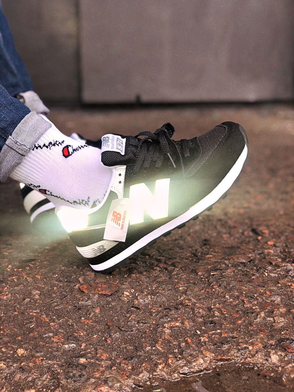 New Balance 574 Black Grey White 4 (Носок - Сетка)
