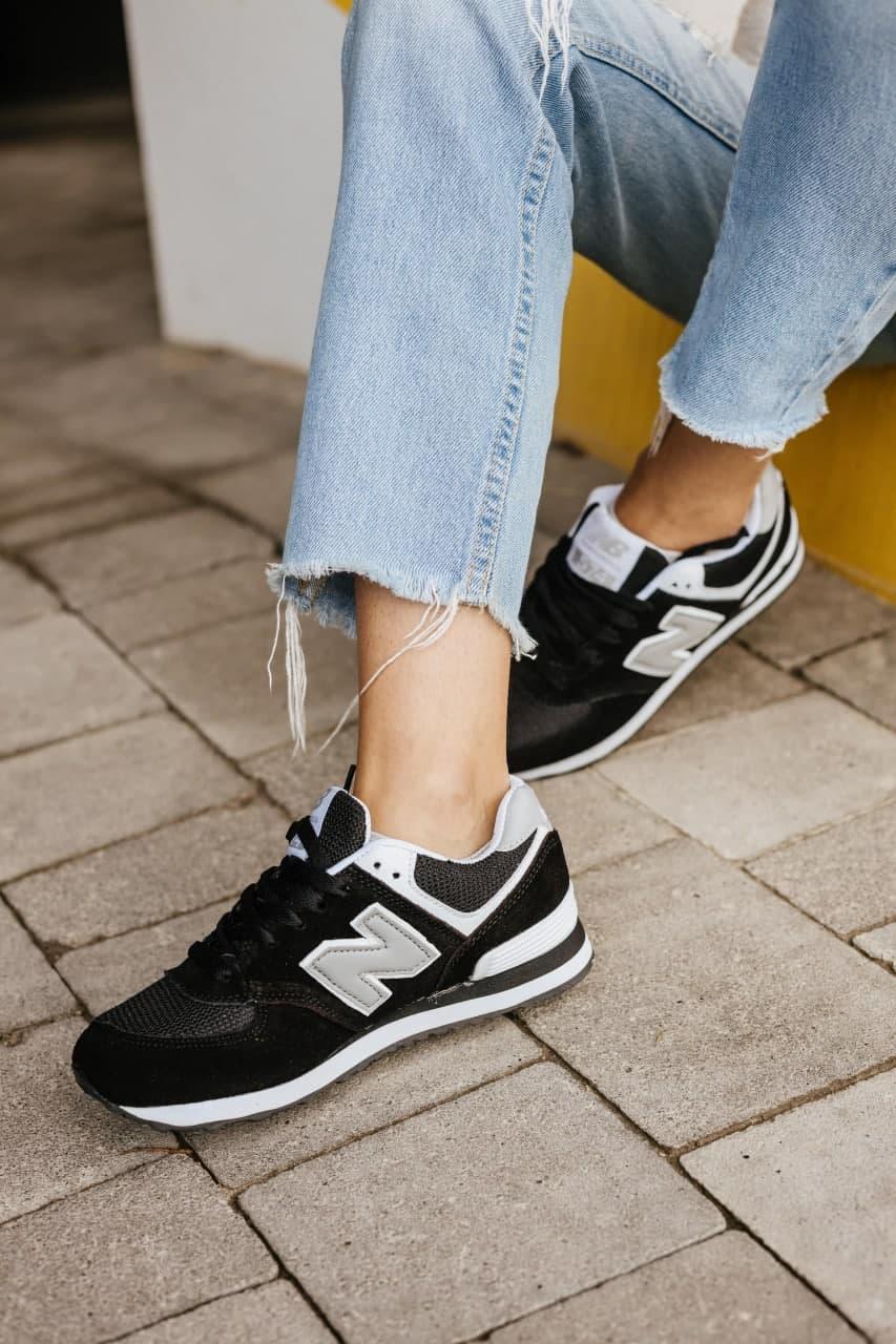 New Balance 574 Black Grey White 4 (Носок - Сетка)