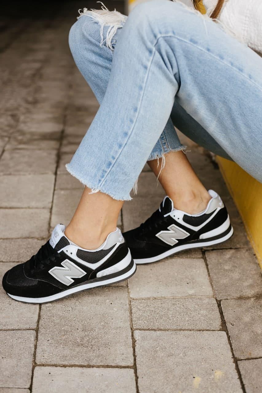 New Balance 574 Black Grey White 4 (Носок - Сетка)