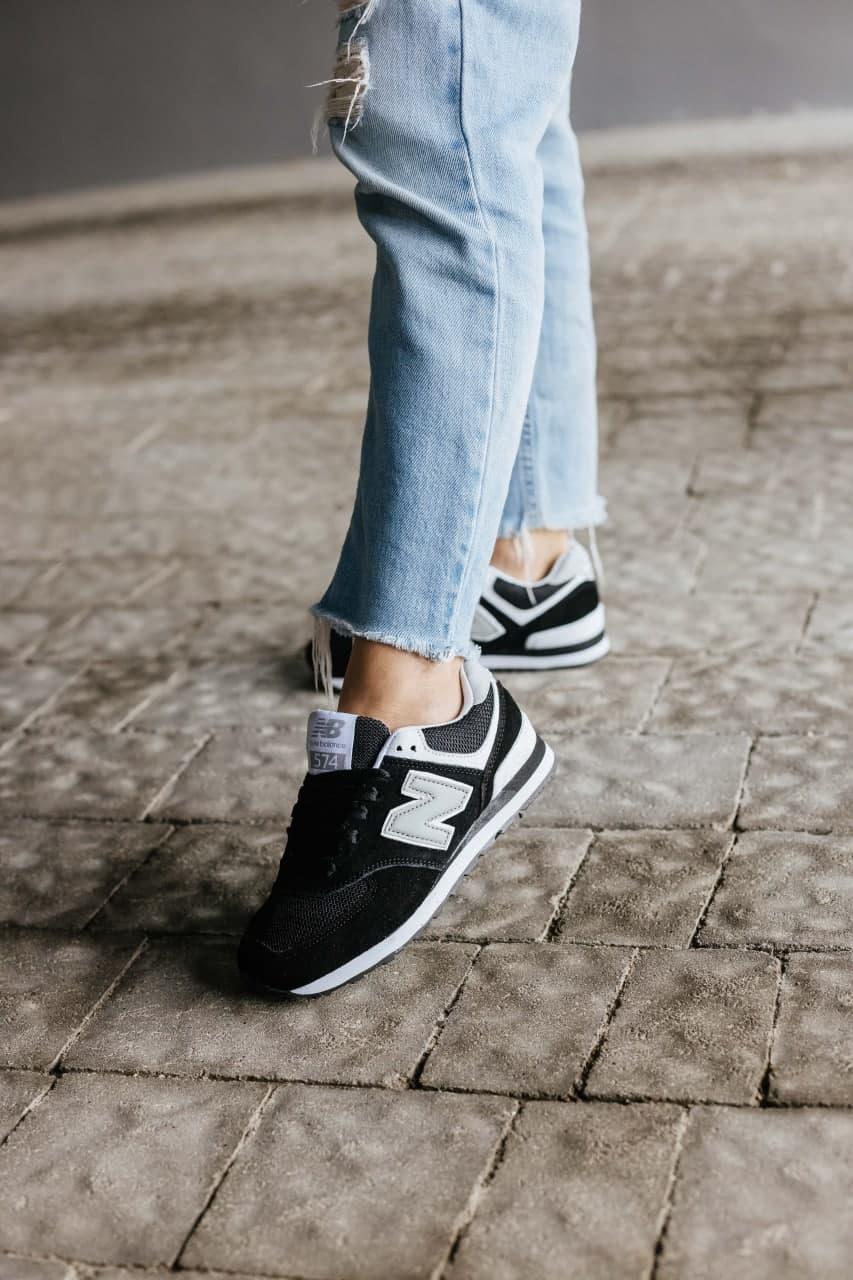New Balance 574 Black Grey White 4 (Носок - Сетка)