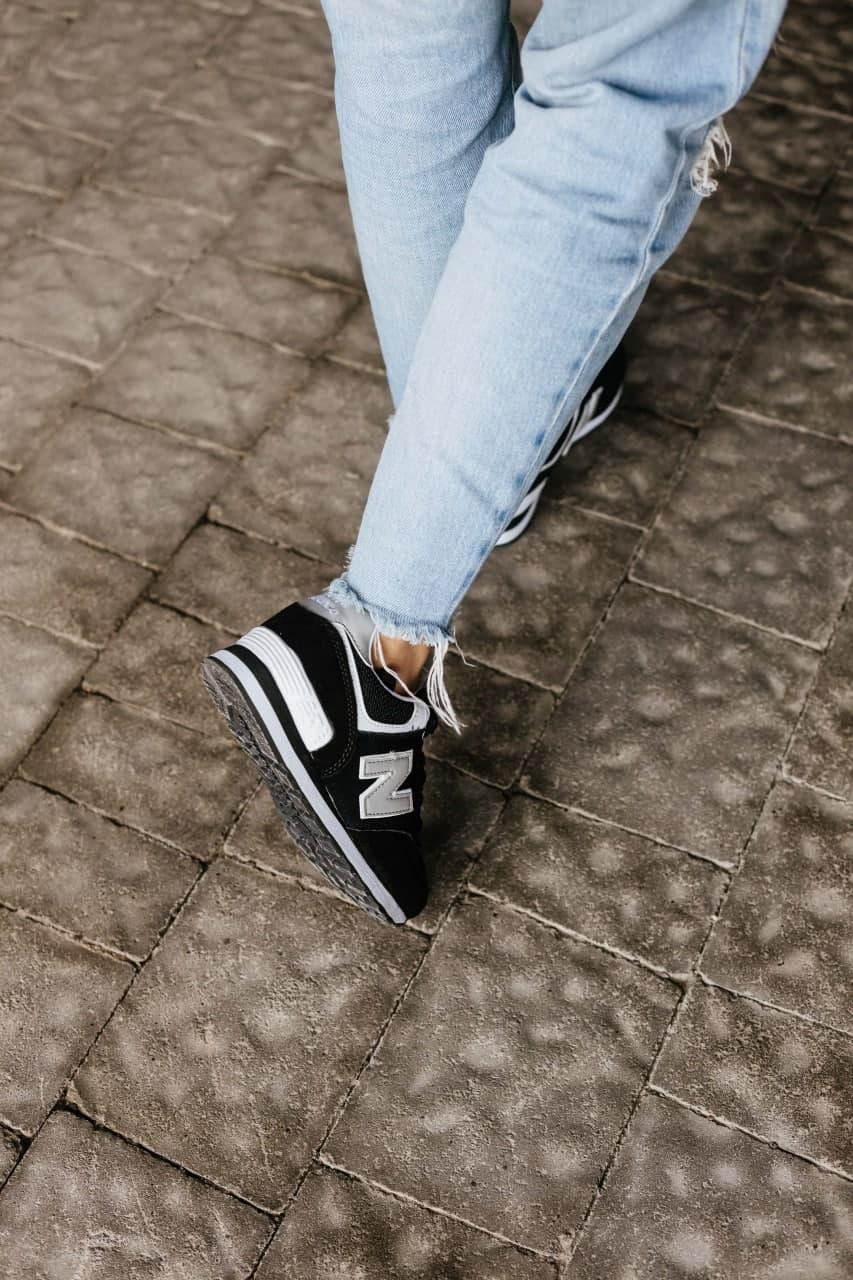 New Balance 574 Black Grey White 4 (Носок - Сетка)