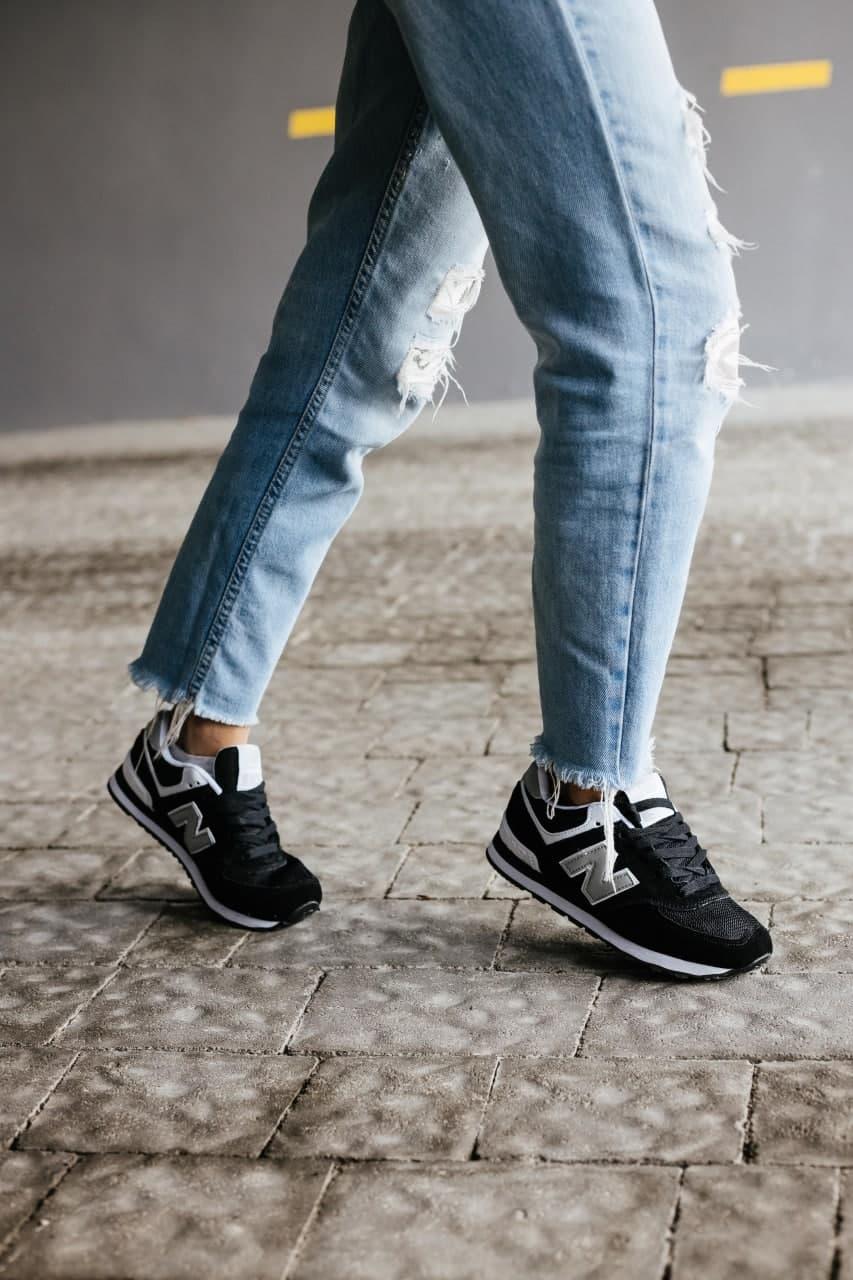 New Balance 574 Black Grey White 4 (Носок - Сетка)