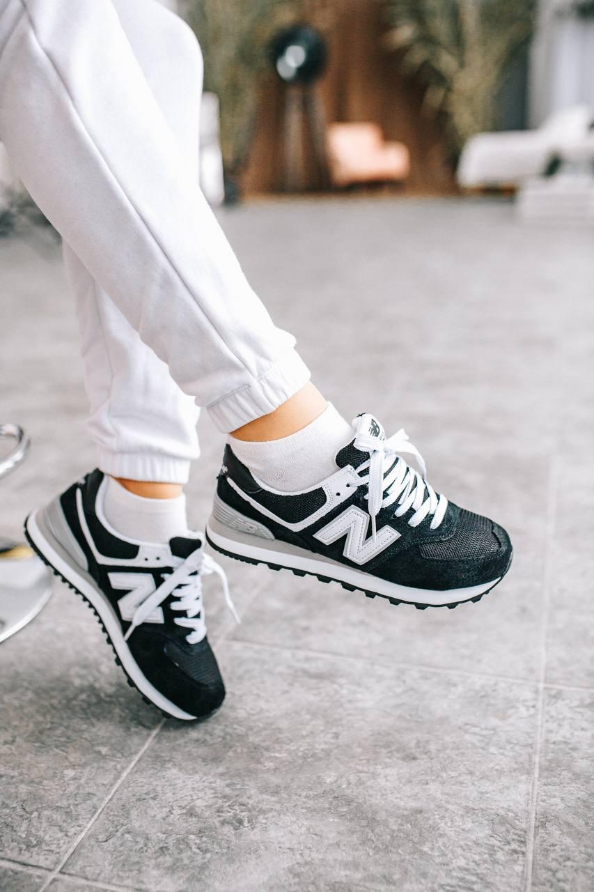 New Balance 574 Black Grey White 5 (Носок - Сетка)