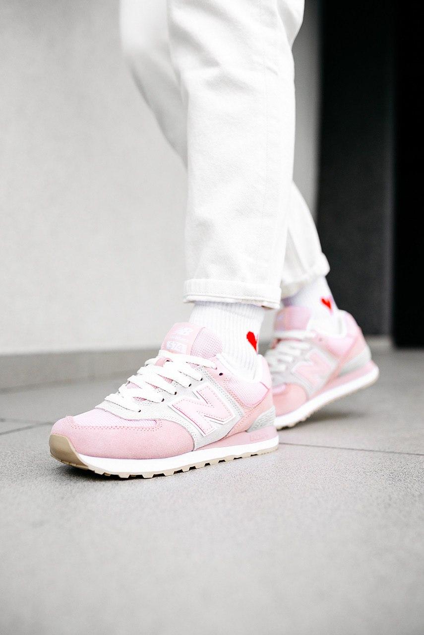 New Balance 574 Light Pink Grey White
