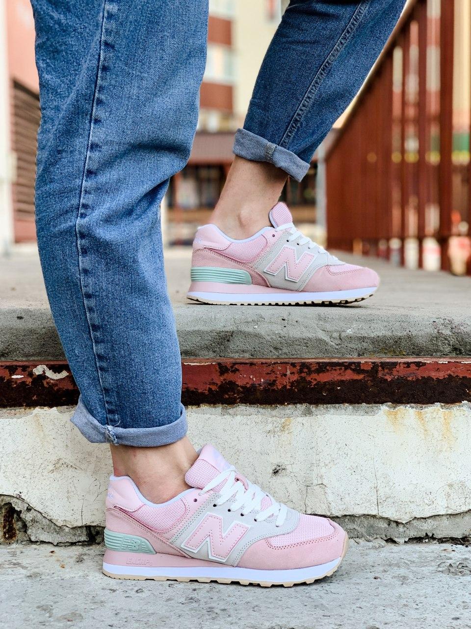 New Balance 574 Light Pink Grey White