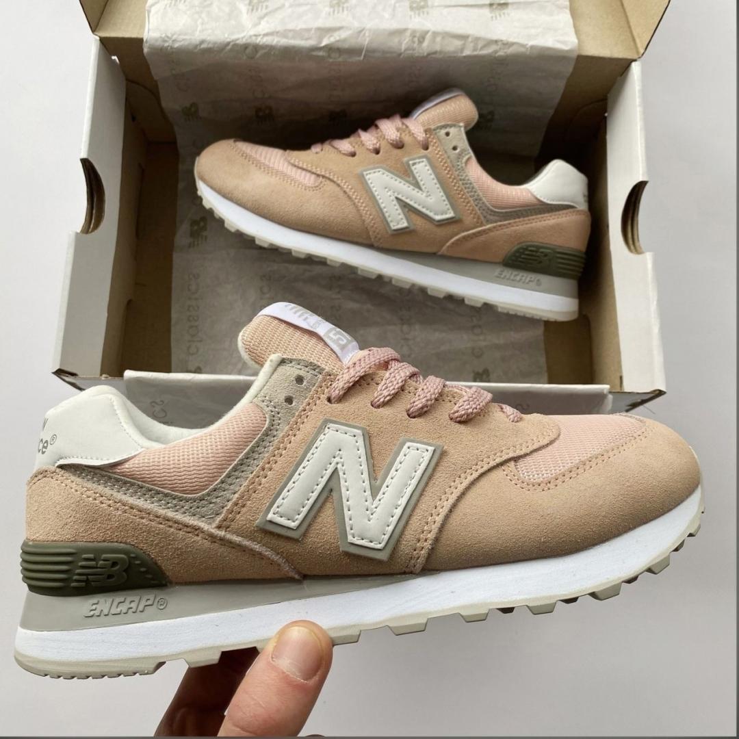 New Balance 574 Pink Khaki White