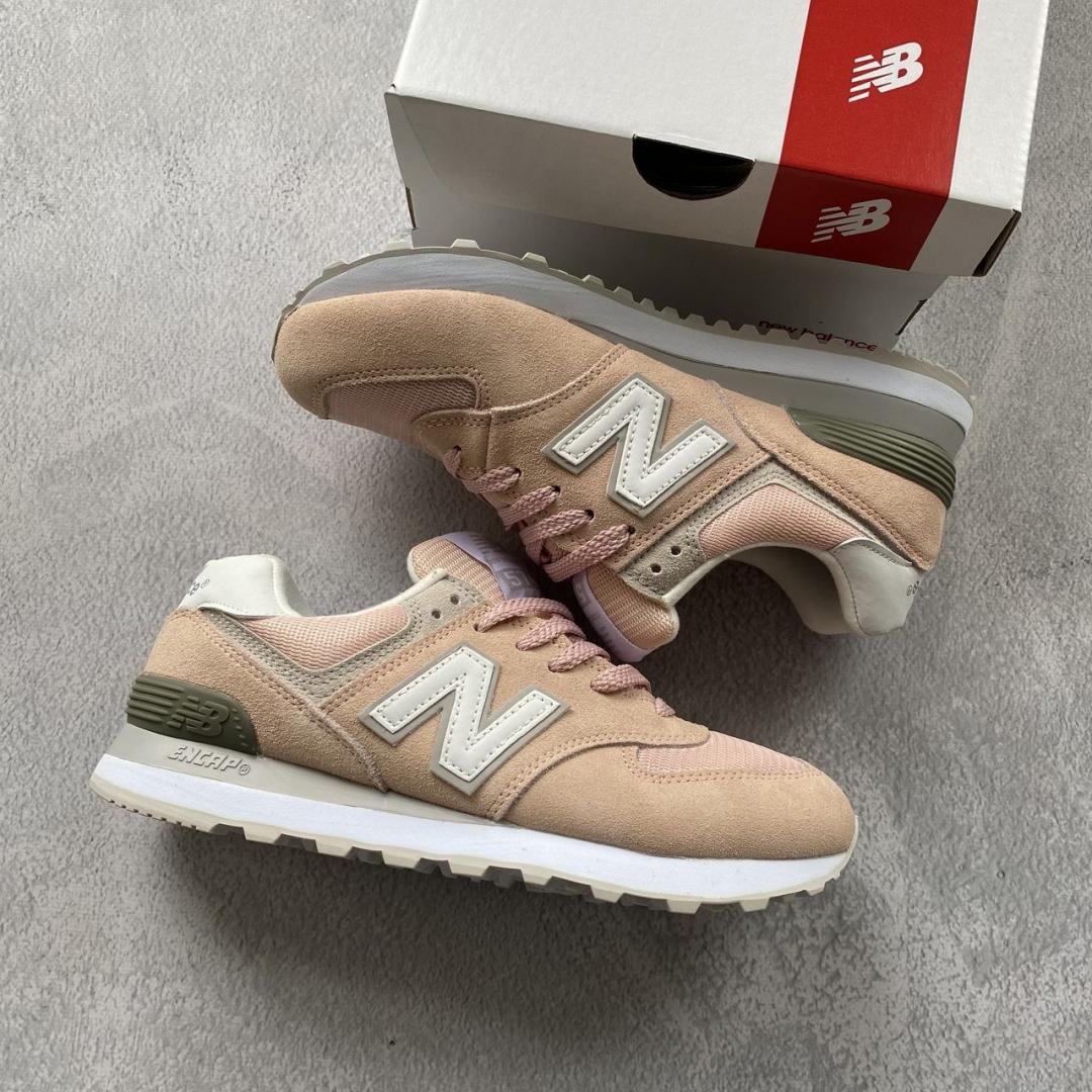 New Balance 574 Pink Khaki White