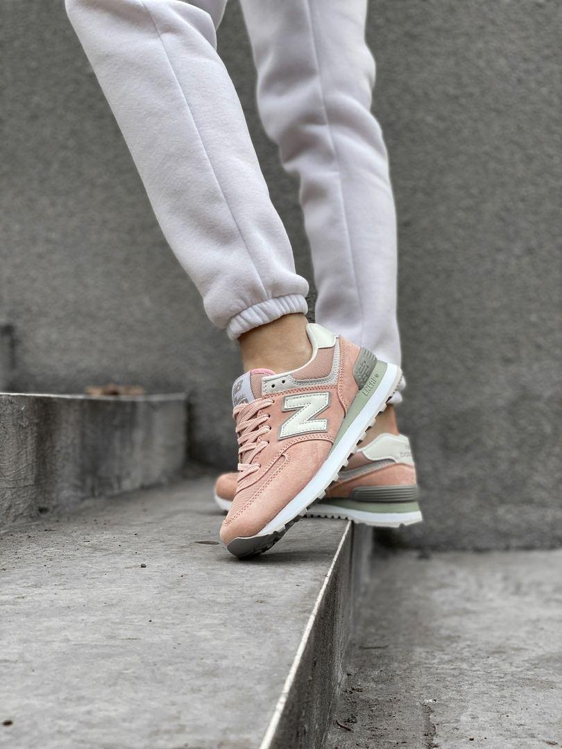 New Balance 574 Pink Khaki White