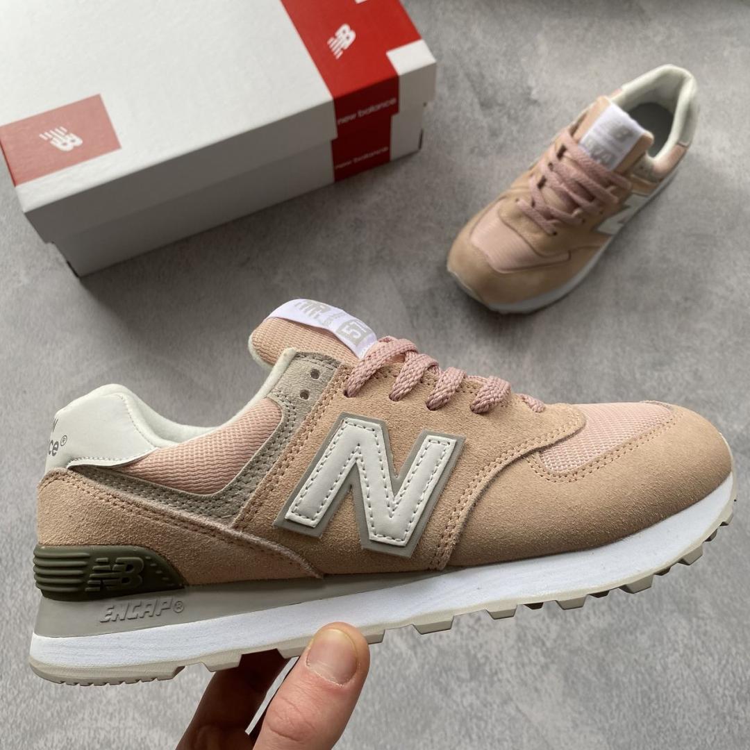New Balance 574 Pink Khaki White