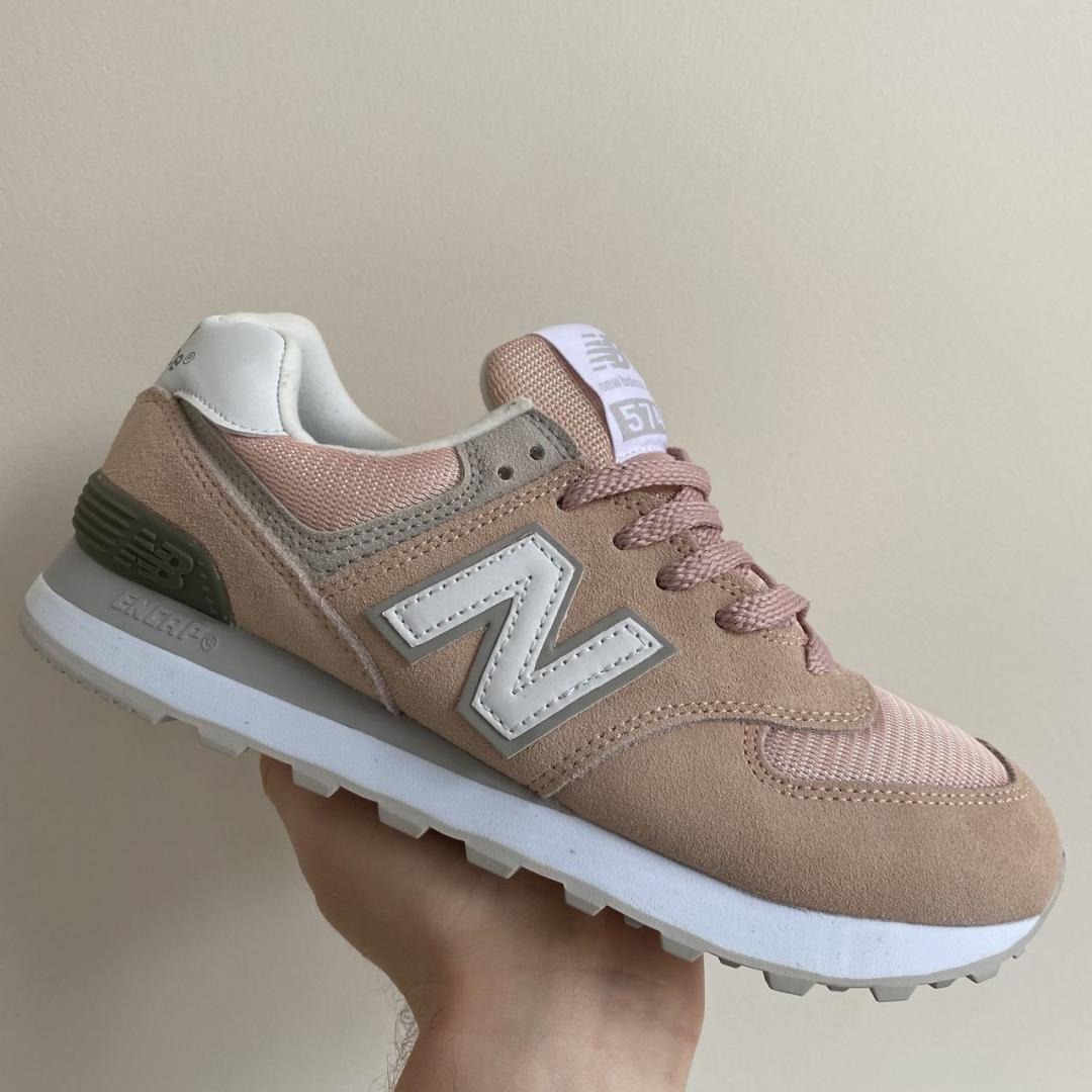 New Balance 574 Pink Khaki White