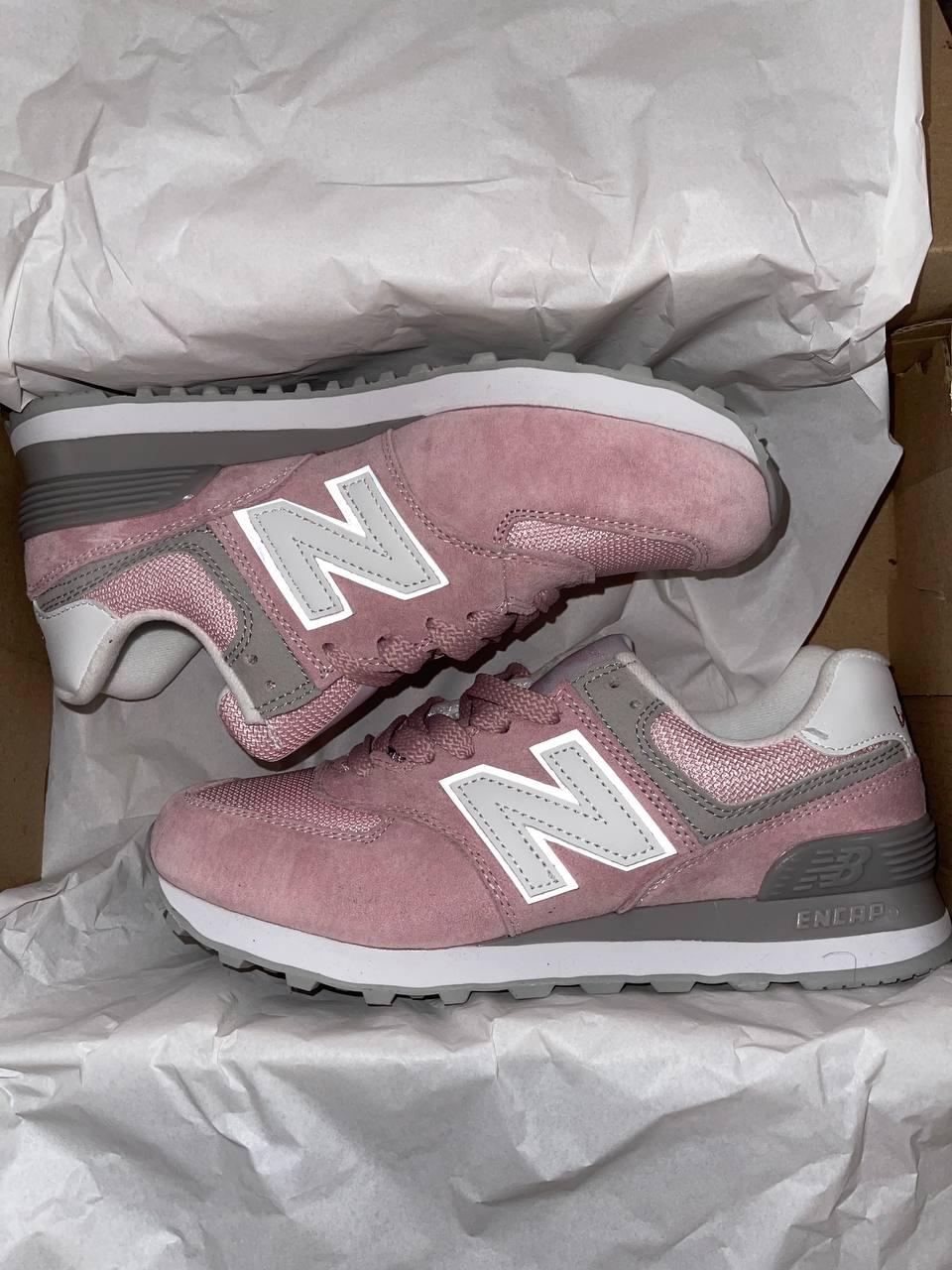 New Balance 574 Pink Khaki White