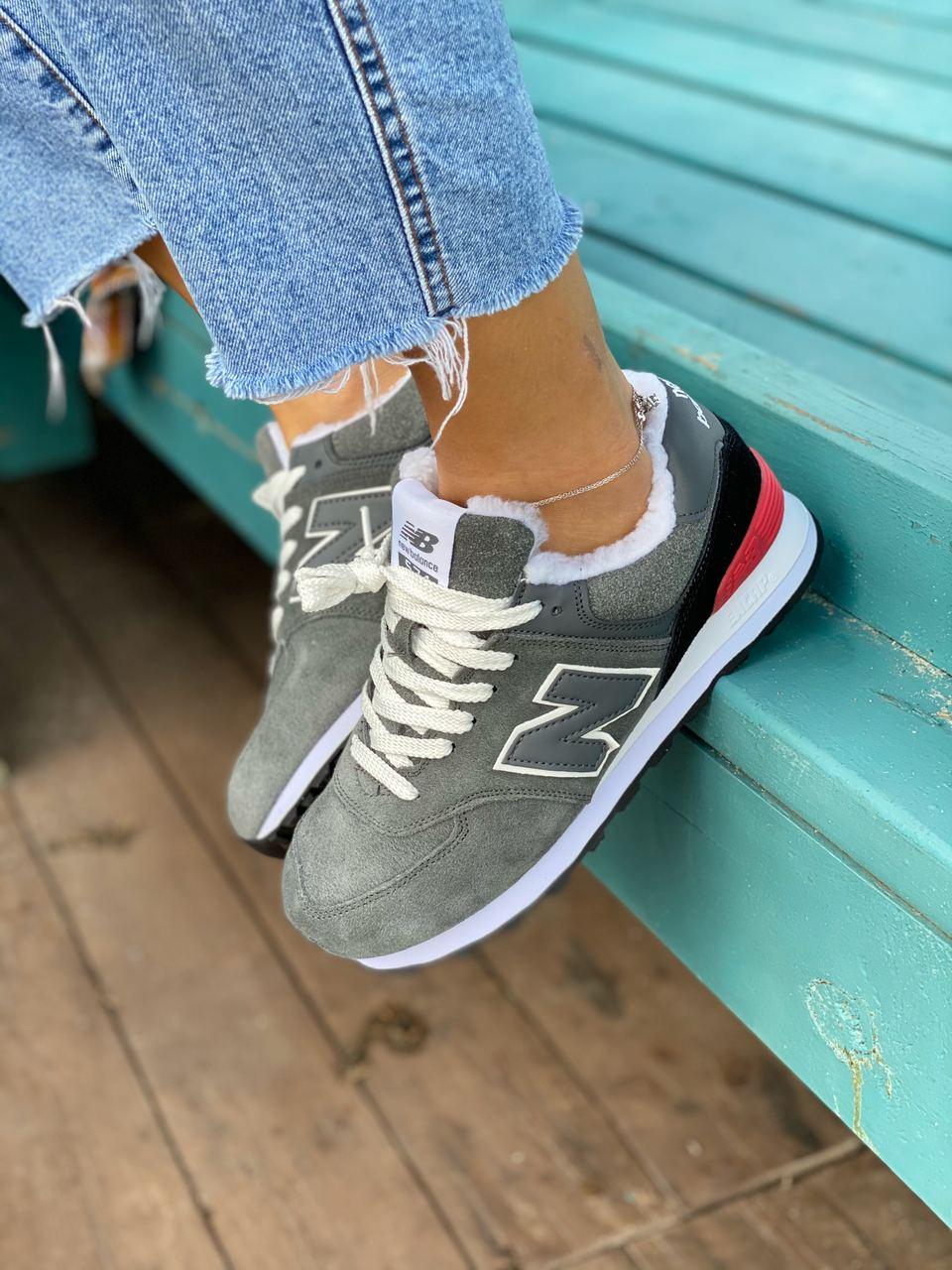 New Balance 574 Grey White Black Red