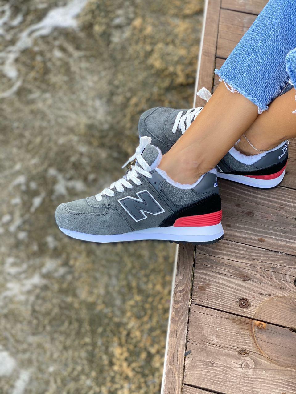 New Balance 574 Grey White Black Red