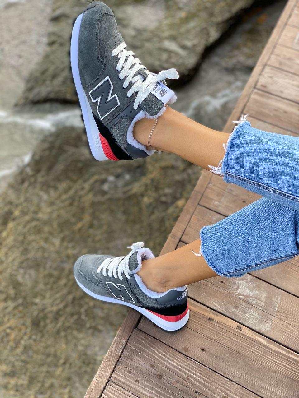 New Balance 574 Grey White Black Red