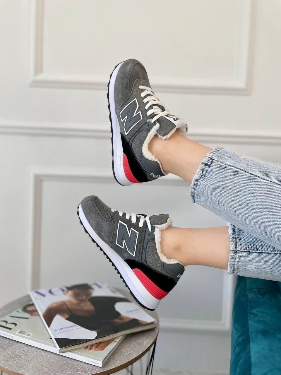 New Balance 574 Grey White Black Red