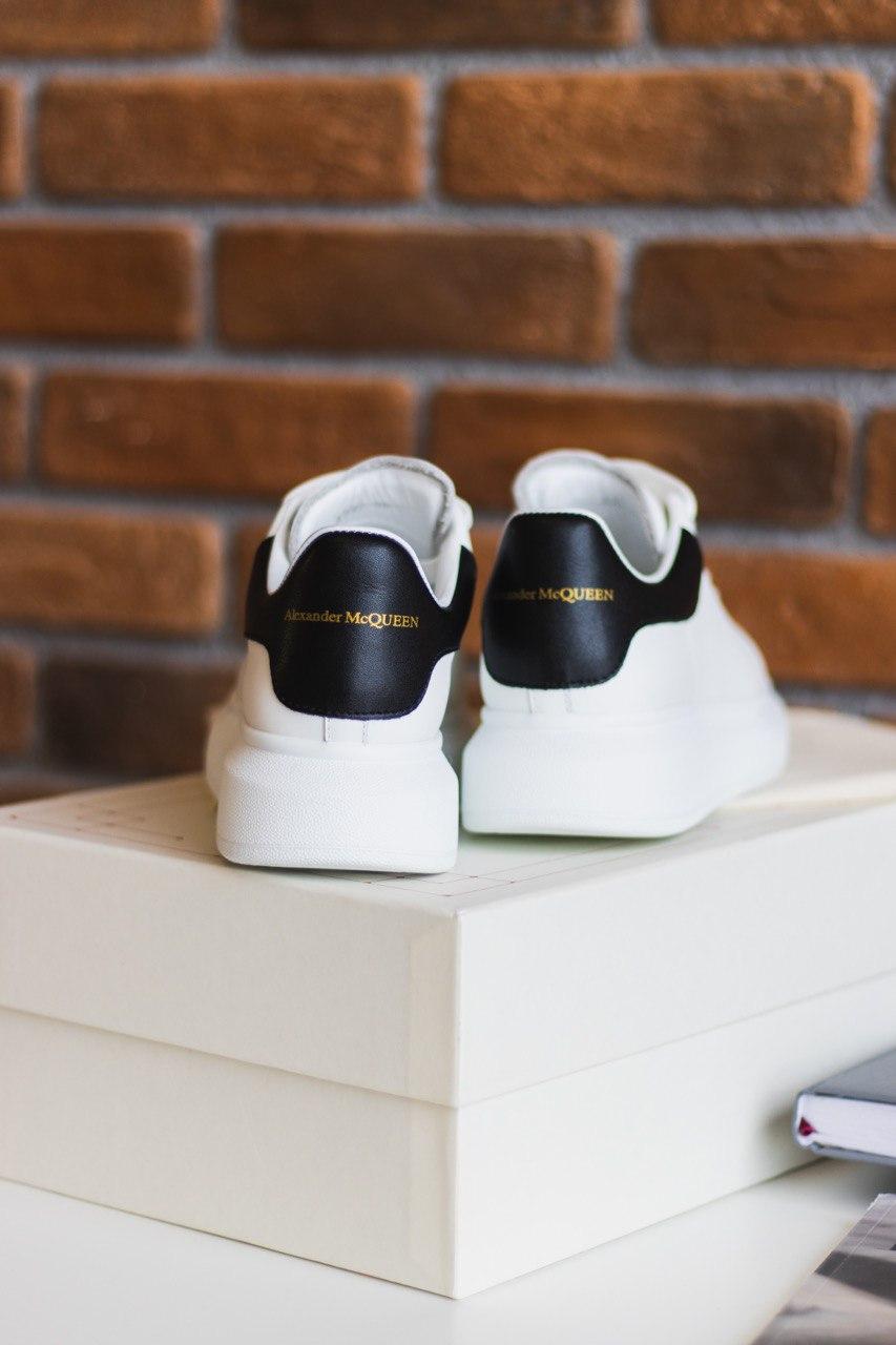 Alexander McQueen Low White Black LUX (Кожанный задник)