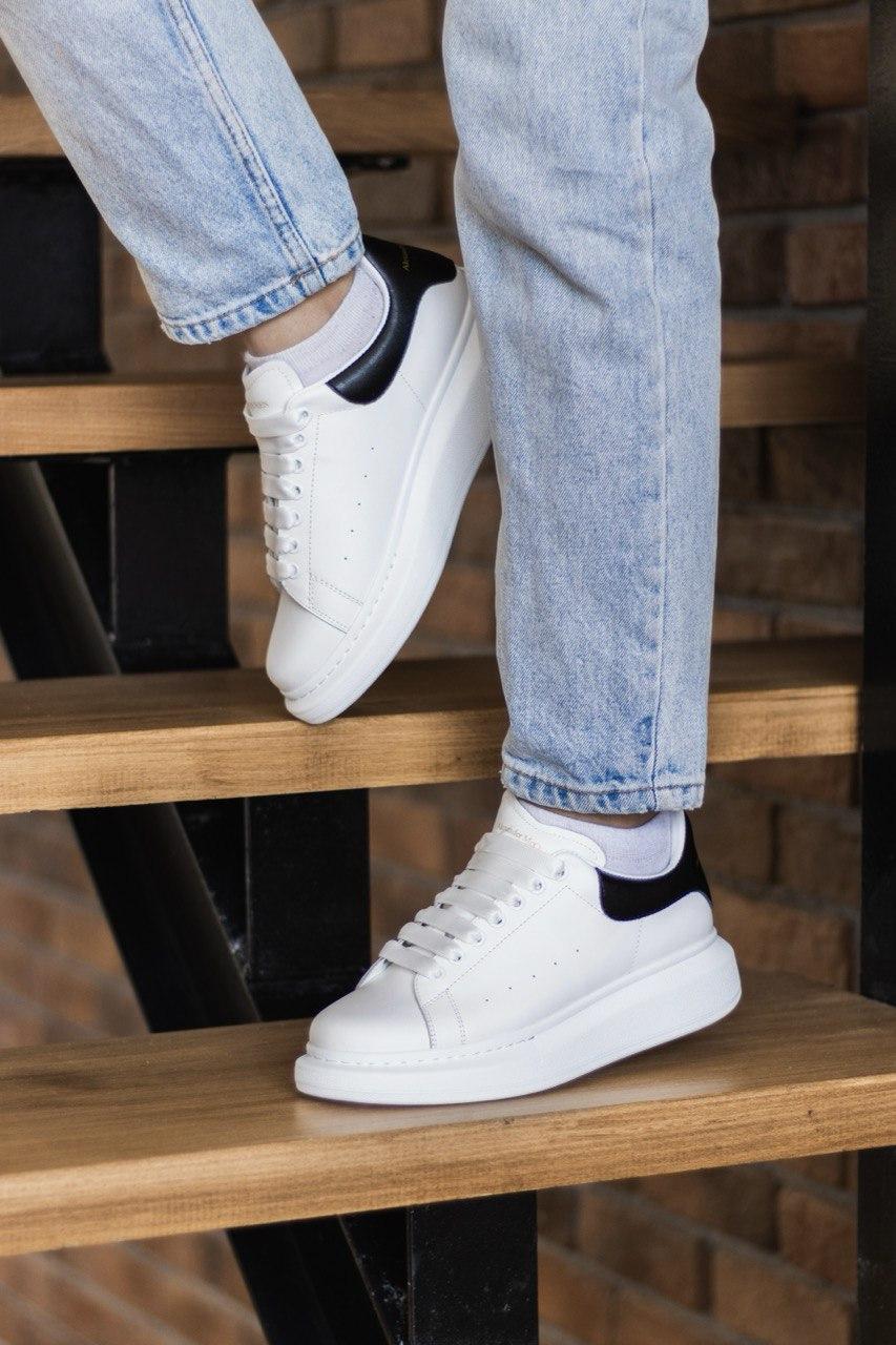 Alexander McQueen Low White Black LUX (Кожанный задник)
