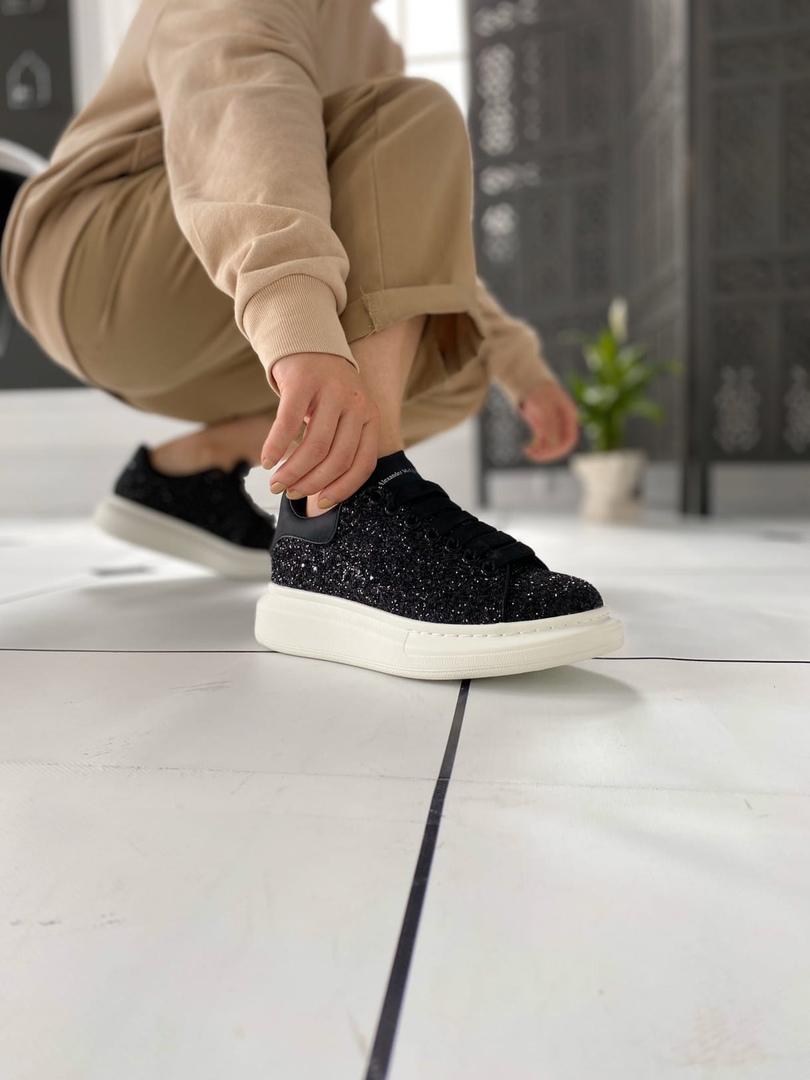Alexander McQueen Low Glitter Black White