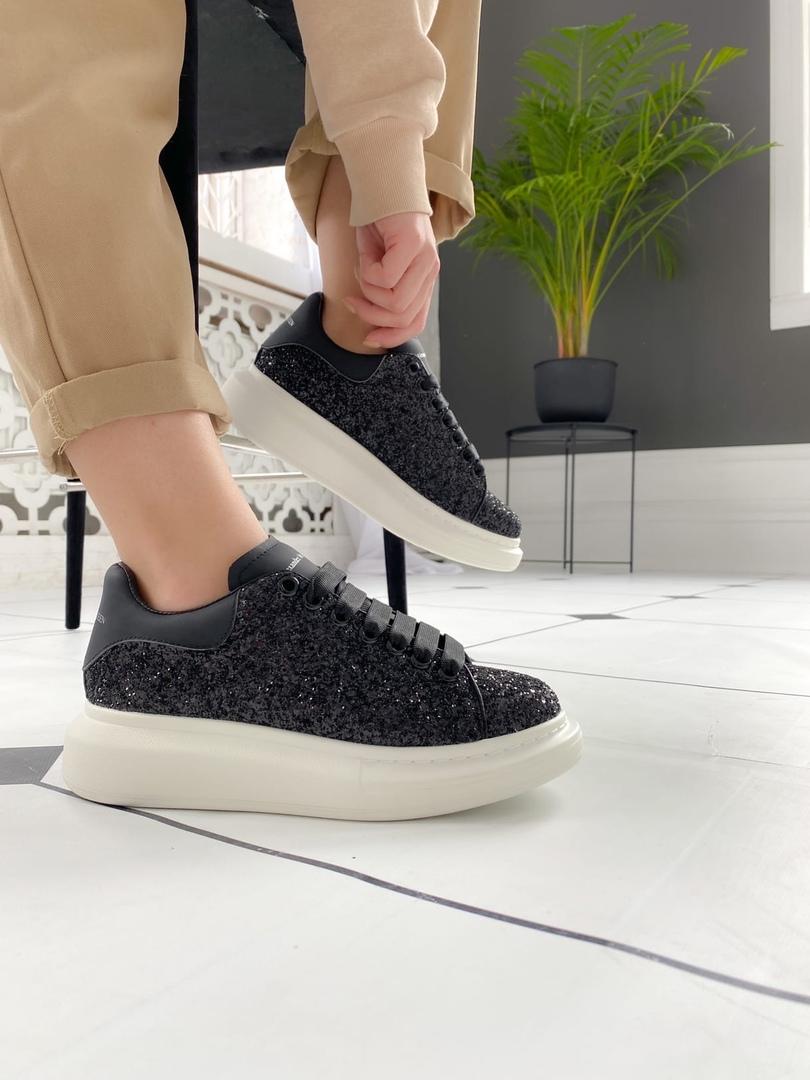 Alexander McQueen Low Glitter Black White