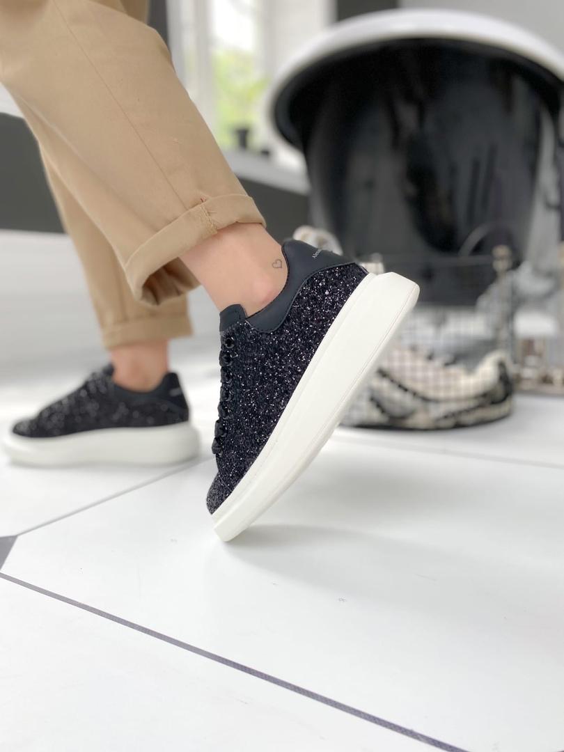 Alexander McQueen Low Glitter Black White