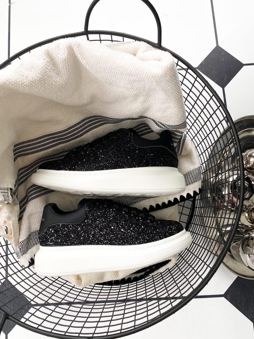 Alexander McQueen Low Glitter Black White