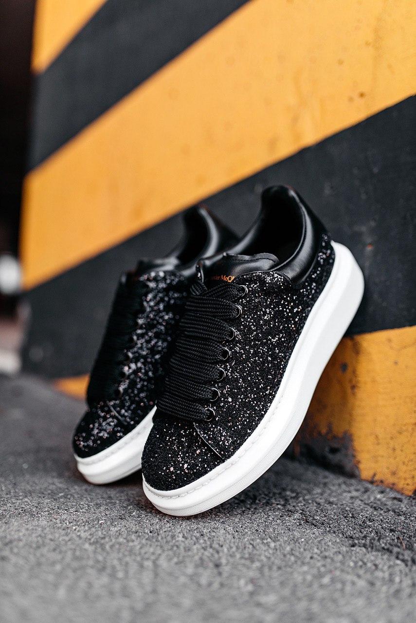 Alexander McQueen Low Glitter Black White
