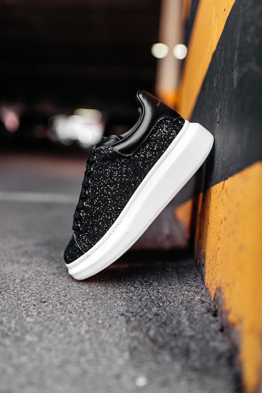 Alexander McQueen Low Glitter Black White