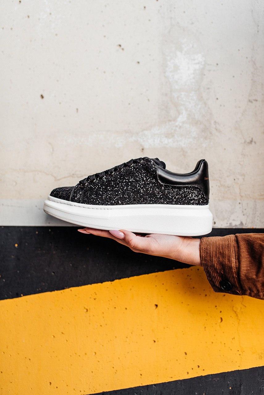 Alexander McQueen Low Glitter Black White