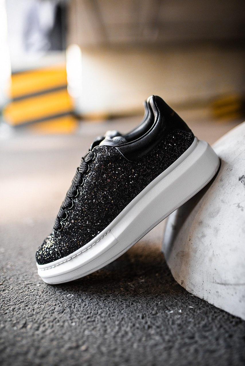 Alexander McQueen Low Glitter Black White