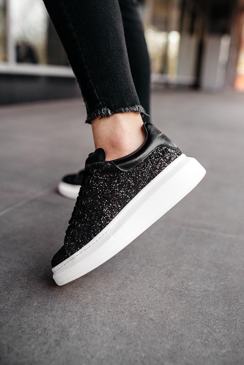 Alexander McQueen Low Glitter Black White