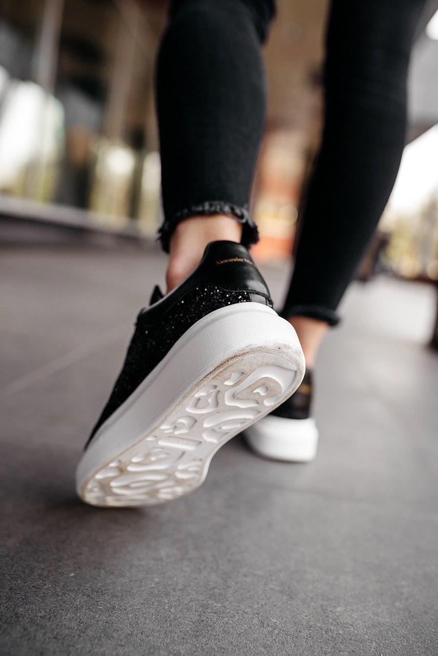 Alexander McQueen Low Glitter Black White