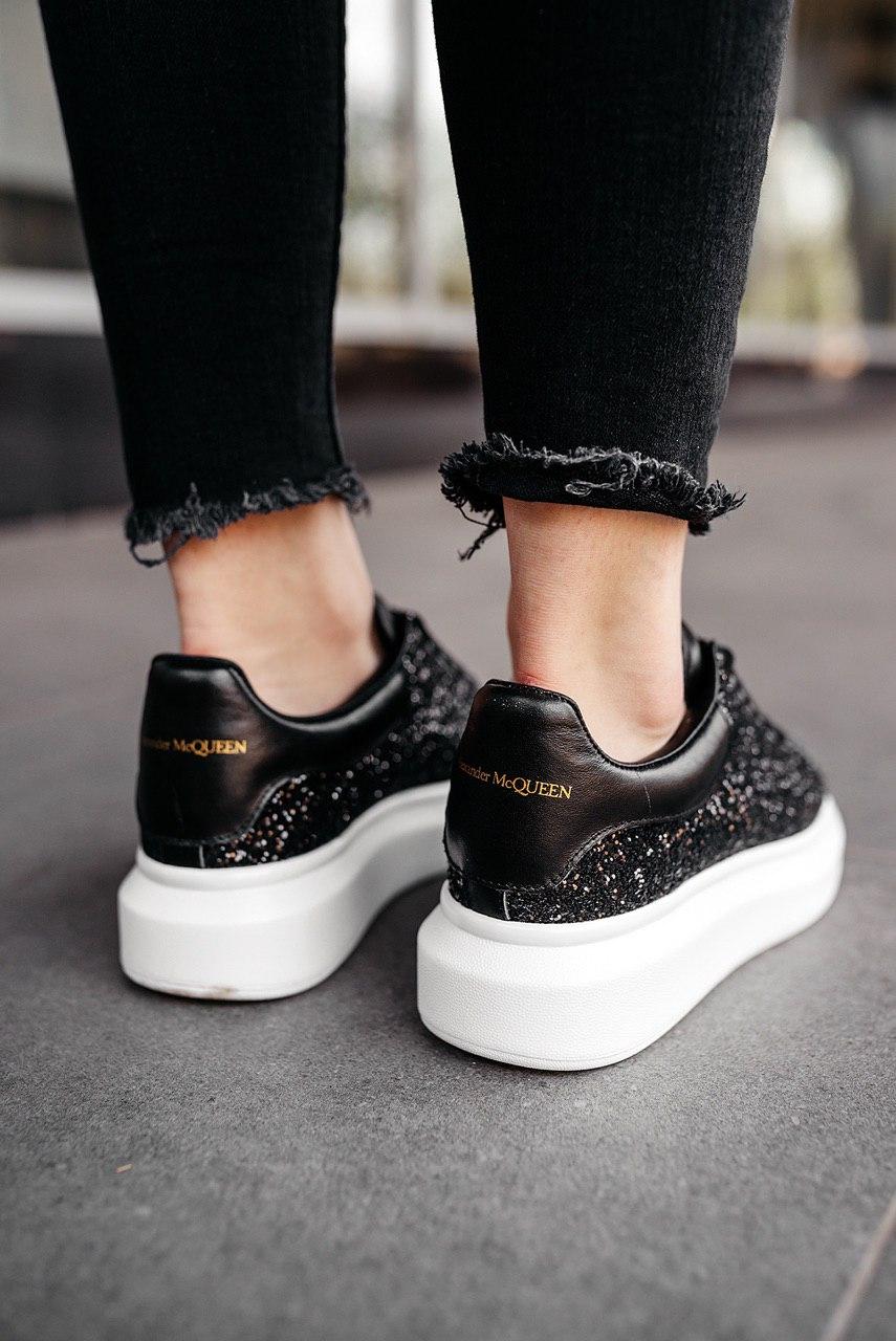 Alexander McQueen Low Glitter Black White