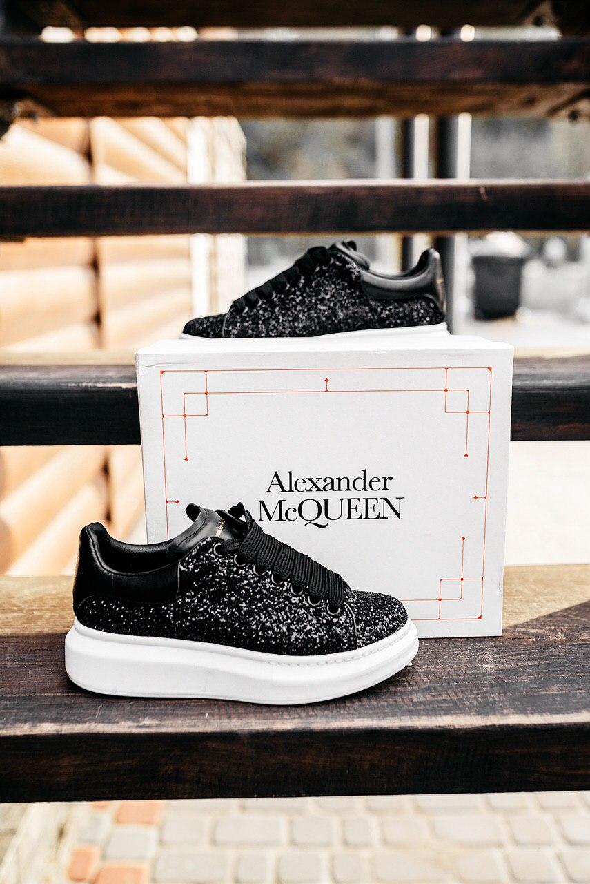 Alexander McQueen Low Glitter Black White