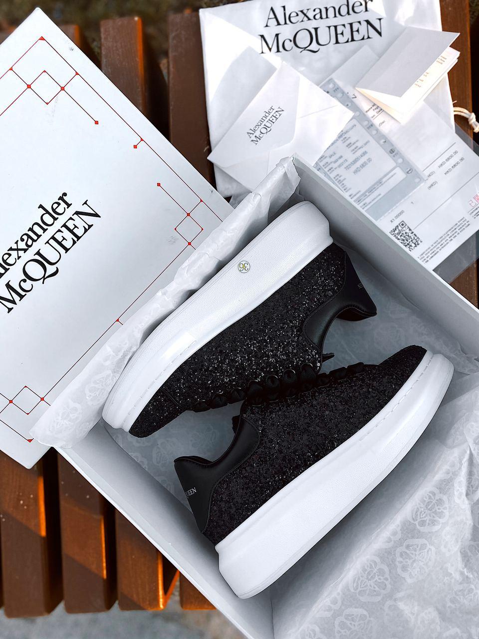 Alexander McQueen Low Glitter Black White