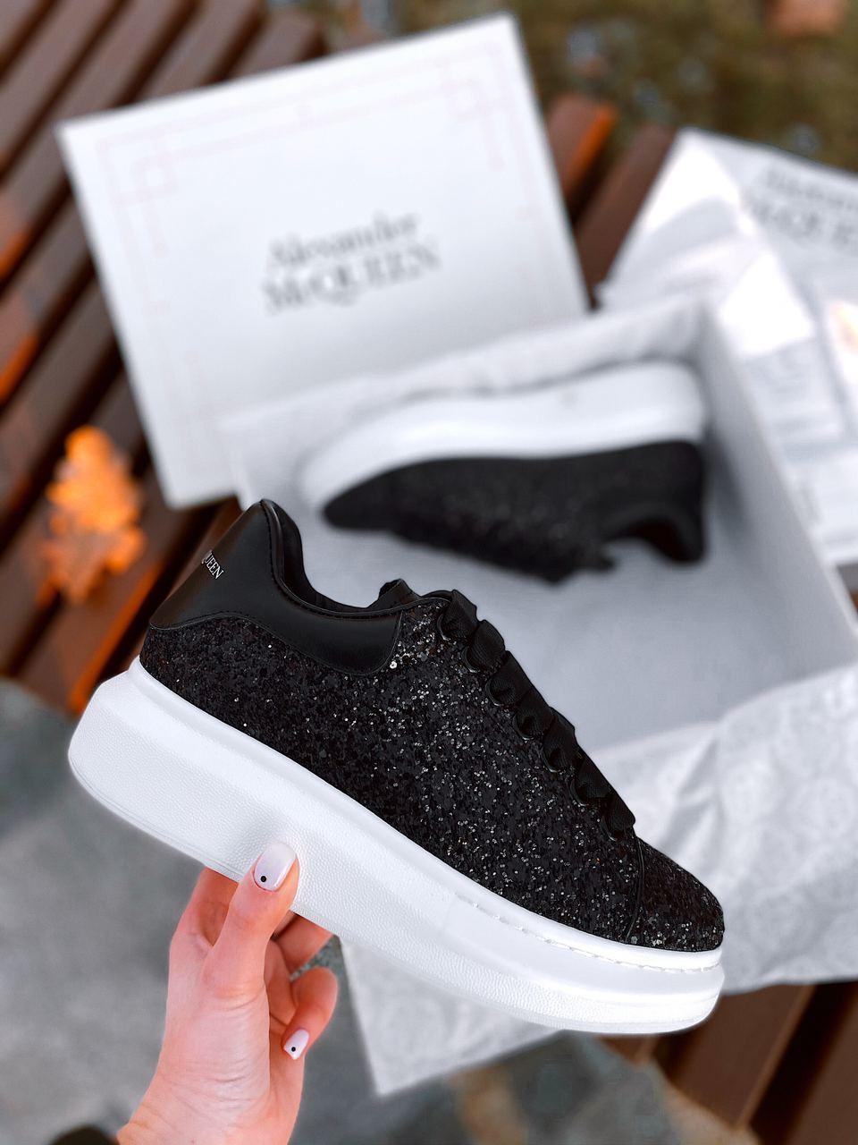 Alexander McQueen Low Glitter Black White