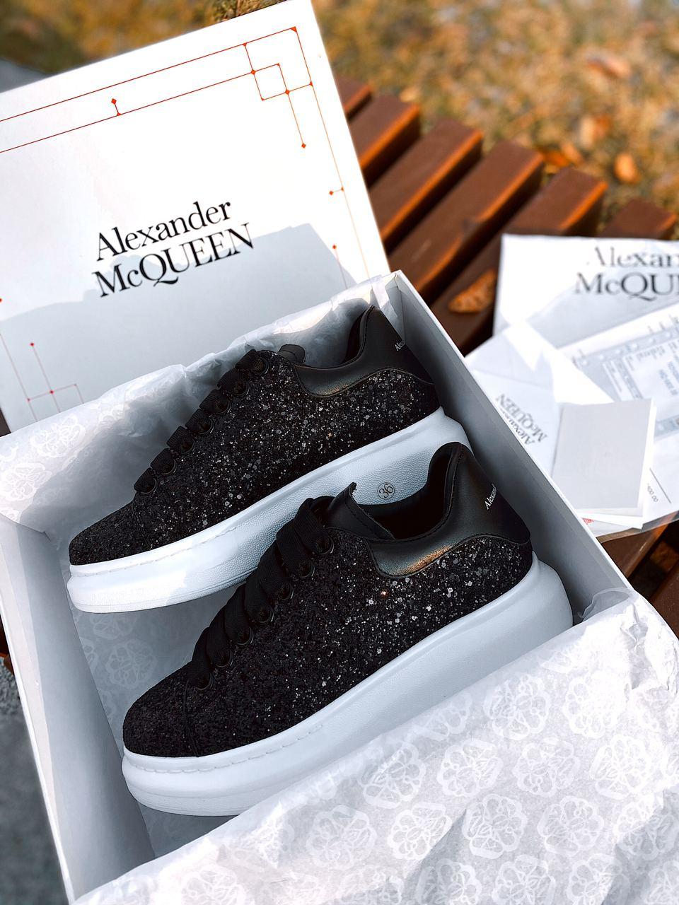 Alexander McQueen Low Glitter Black White