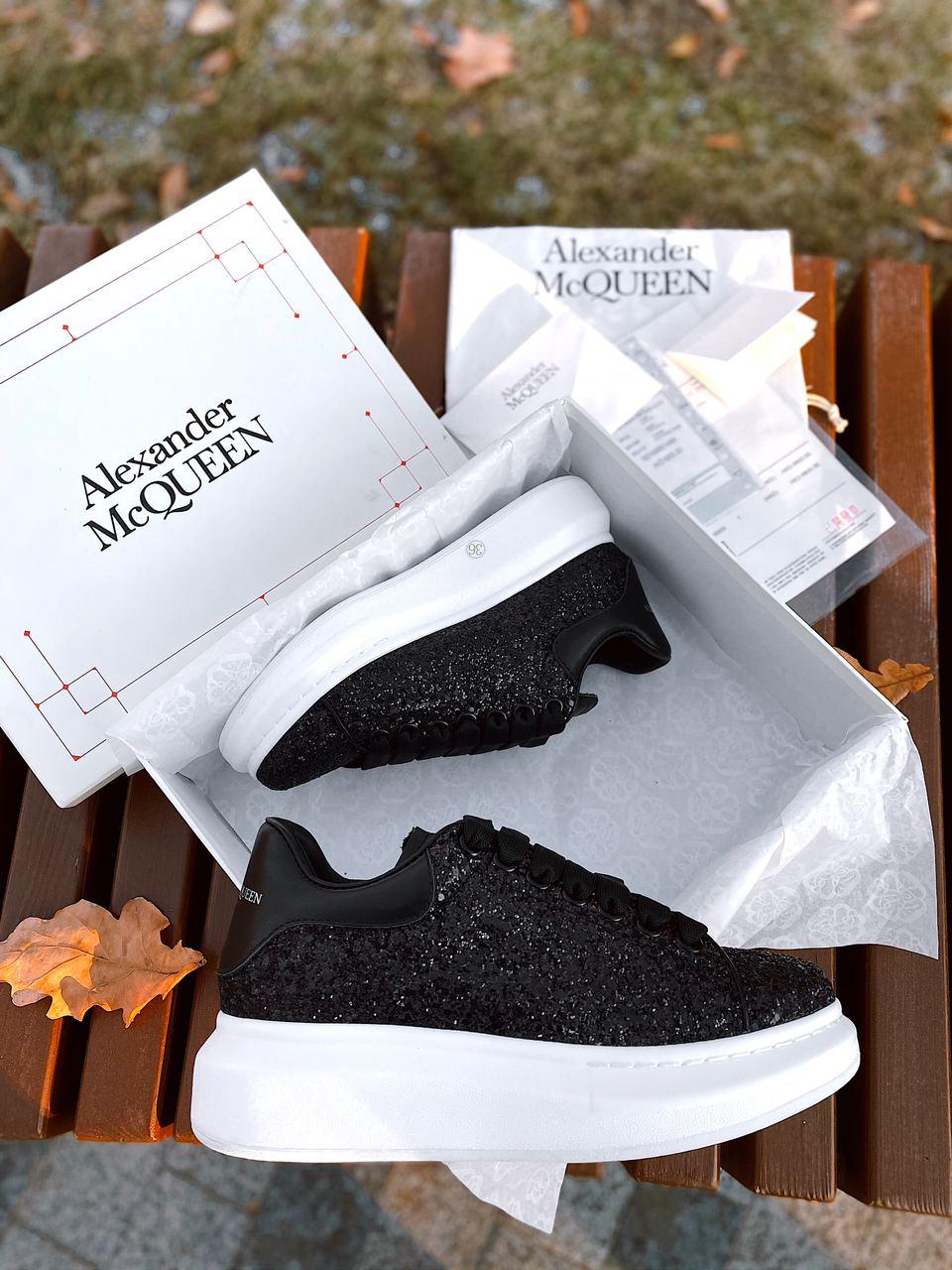 Alexander McQueen Low Glitter Black White