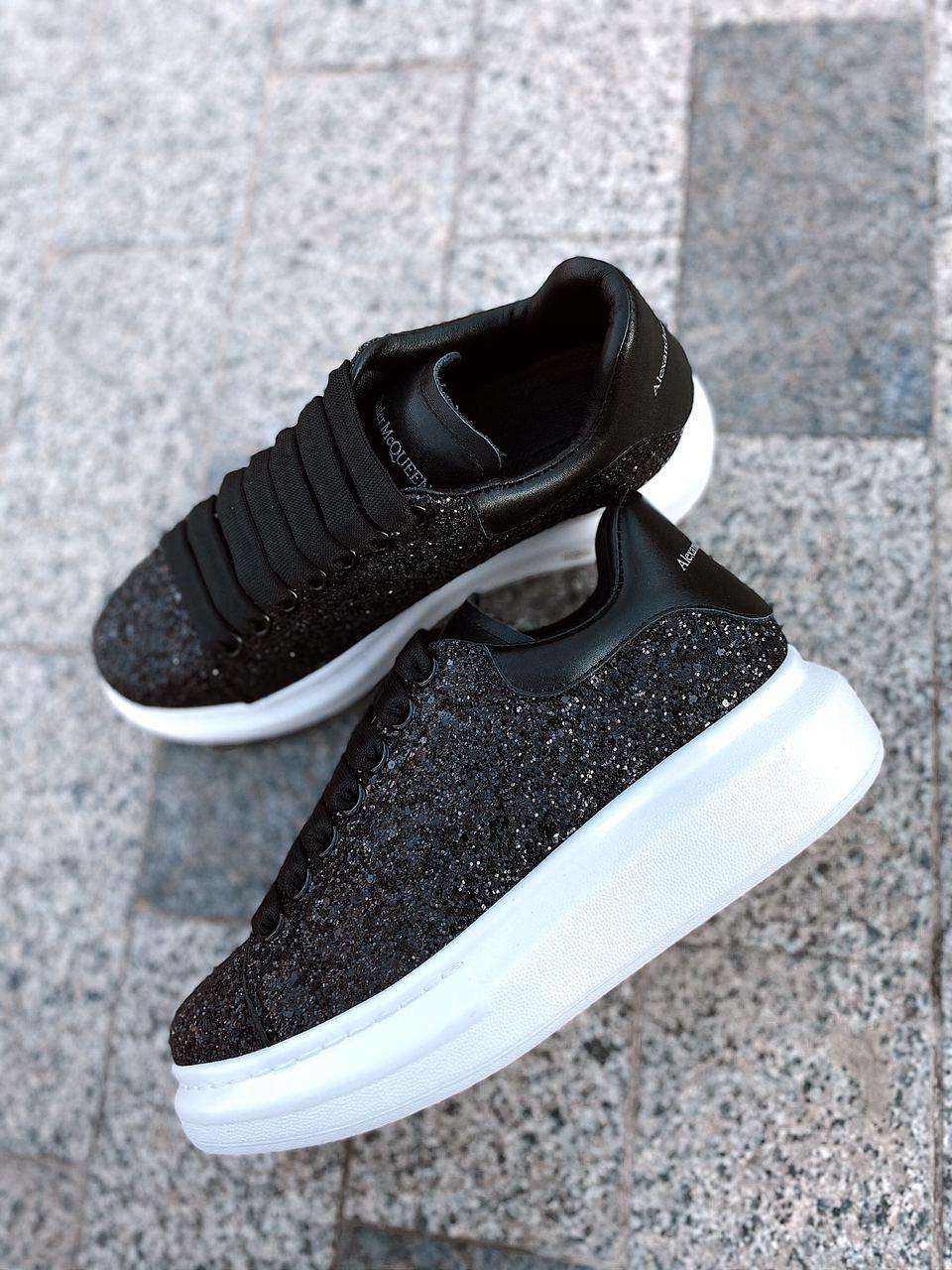 Alexander McQueen Low Glitter Black White