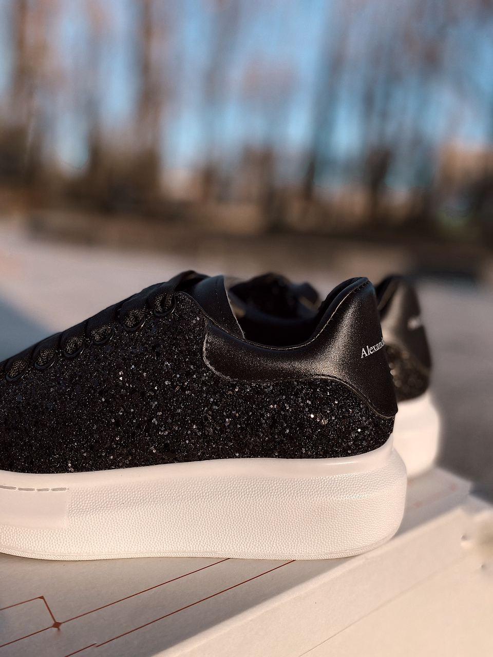 Alexander McQueen Low Glitter Black White