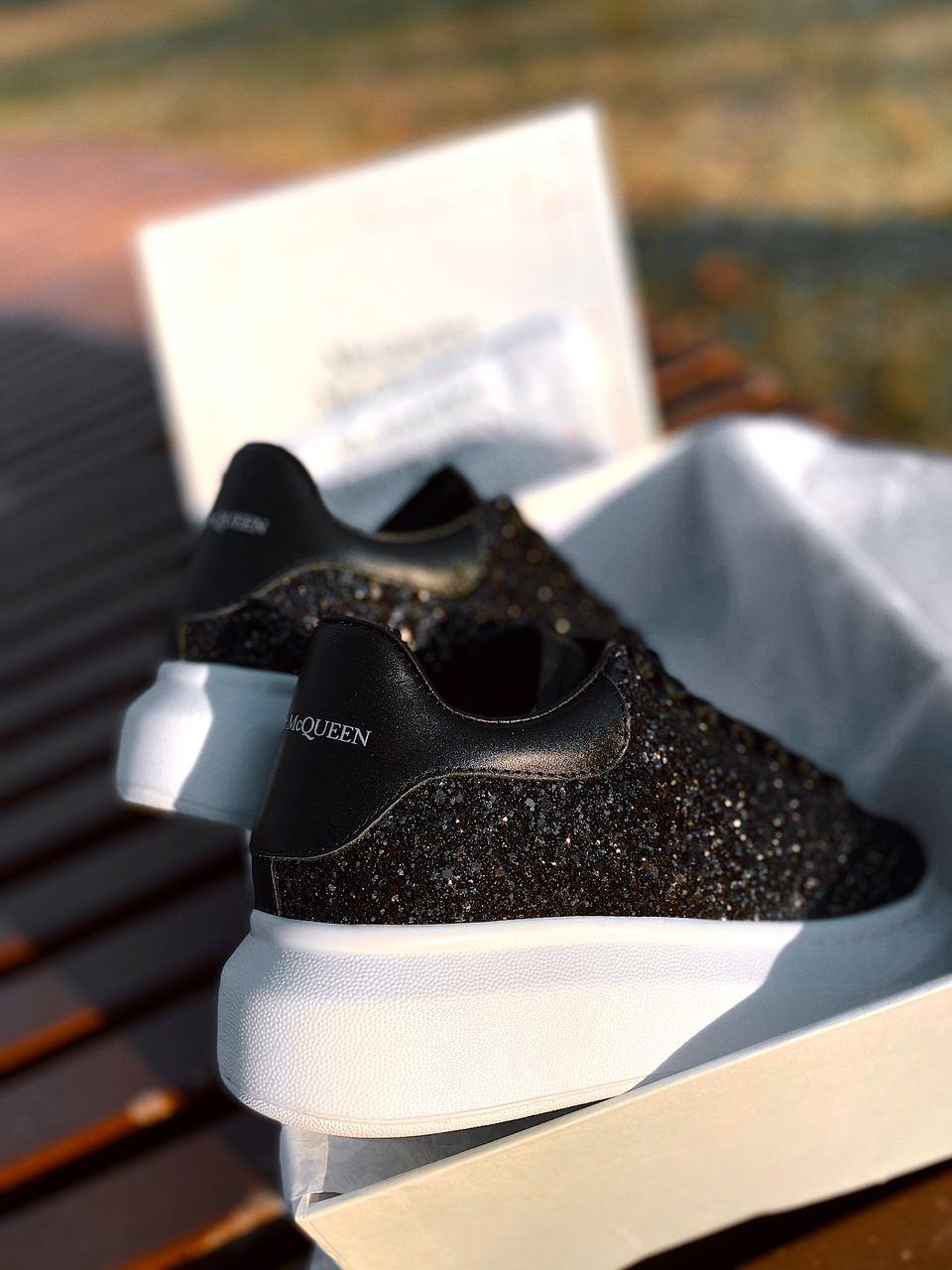 Alexander McQueen Low Glitter Black White