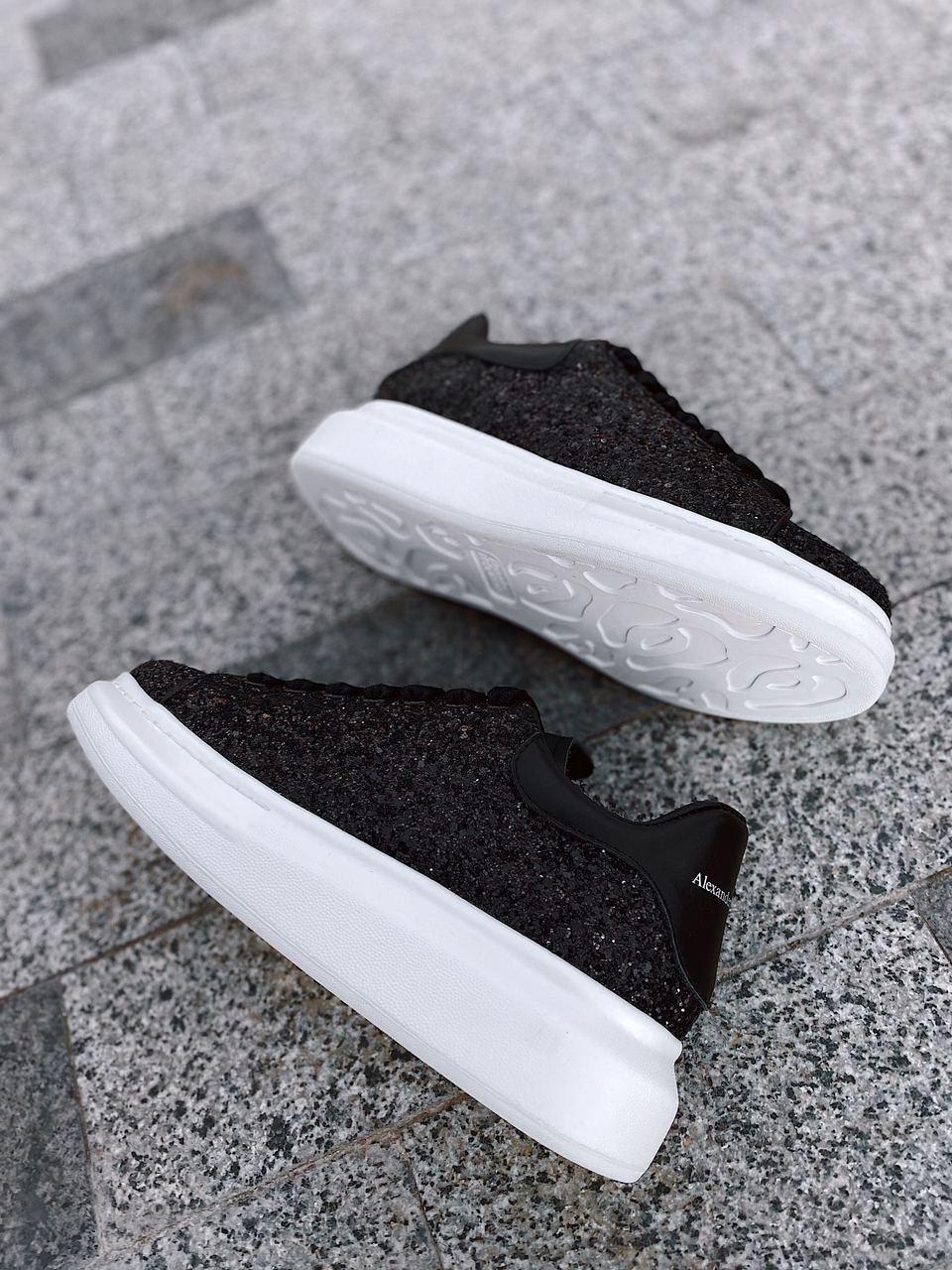 Alexander McQueen Low Glitter Black White