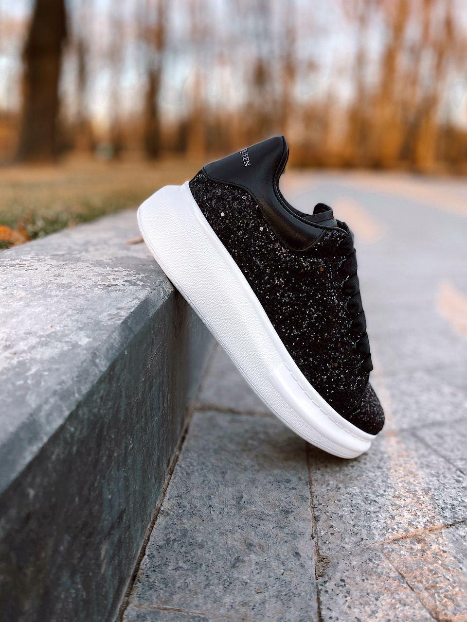 Alexander McQueen Low Glitter Black White